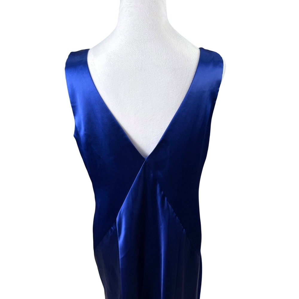 Vince Camuto Maxi Dress Womens 12 Blue Cowl Neck Satin Sleeveless NWOT - Picture 7 of 13
